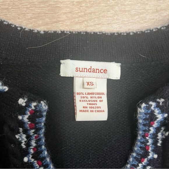 Sundance Black Embroidered Lapland Lambswool Nordic Sweater Dress Size XS - Picture 3 of 5